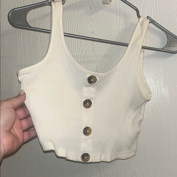 SHEIN White Buttoned Crop Top & Olive Shorts Set size Large - Picture 3 of 13